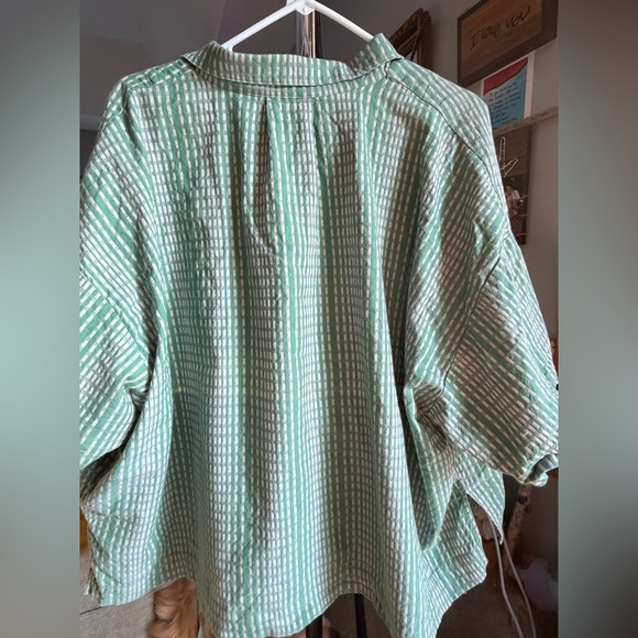 Ilana Kohn Green Dash Striped Button Down Shirt - Picture 2 of 4